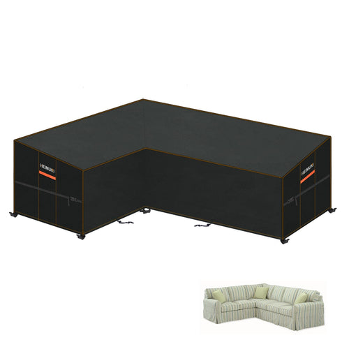 HEIMUNI Gartenmöbel Abdeckung L-Form Lounge wasserdicht 180x250x90 cm mit Belüftungsöffnungen
