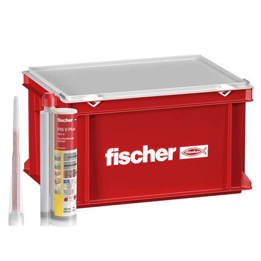 fischer FIS V Plus 360 S Hochleistungsmörtel 20er Set Koffer. Roter Koffer mit 20 Mörtelkartuschen für schwere Verankerungen in Beton/Mauerwerk.
