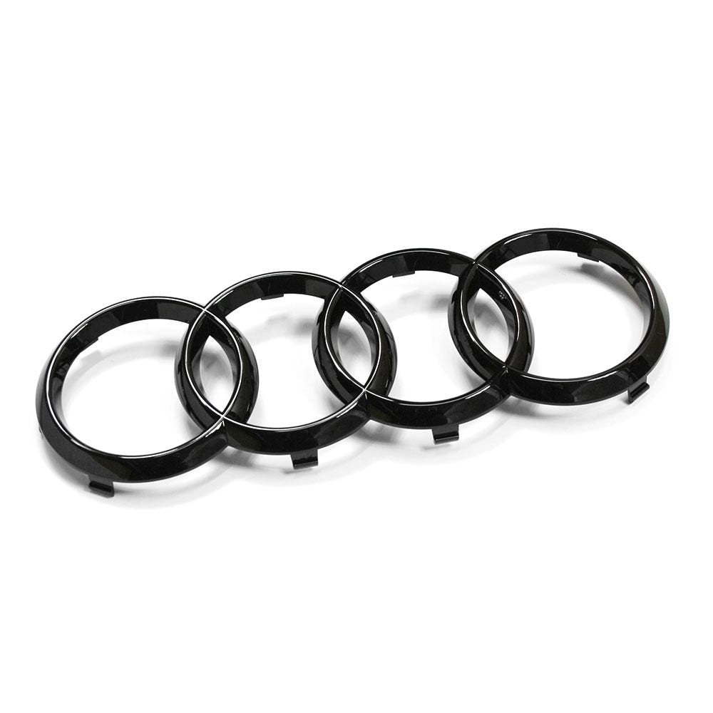 Audi Kühlergrill Ringe Black Edition Emblem schwarz 82A071801, glänzende Oberfläche, ca. 27 cm lang