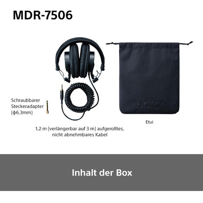 Sony MDR-7506 Studio-Monitor-Kopfhörer – Geschlossen, Schwarz