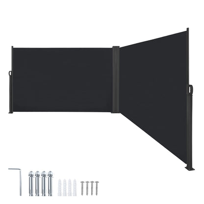 AufuN Doppel-Seitenmarkise ausziehbar, 180 x 600 cm, Anthrazit – Polyesterbespannung als Sicht-, Sonnen- und Windschutz