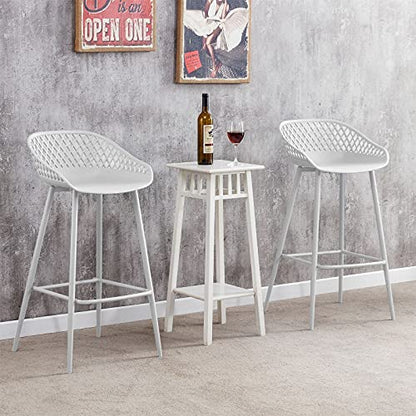IREK Barhocker Kunststoff Retro-Design - Weiss, 2er-Pack