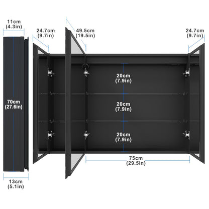 KWW LED Spiegelschrank Badezimmer – 100x70cm Dimmbar Anti-Nebel