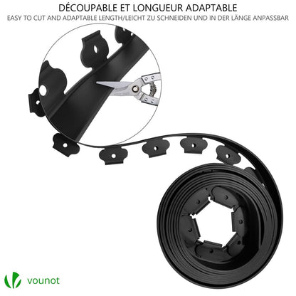 VOUNOT Flexible Rasenkante Kunststoff 20m x 5cm Schwarz