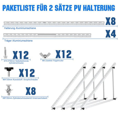 GLIESE Solarmodul Halterung Balkonkraftwerk - 118cm 2 Paare