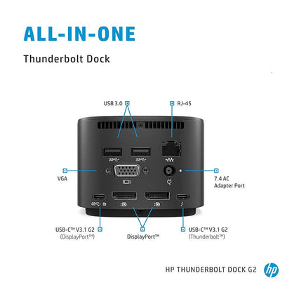 HP Thunderbolt Dock G2 Dockingstation 230W Combo Kabel Grau