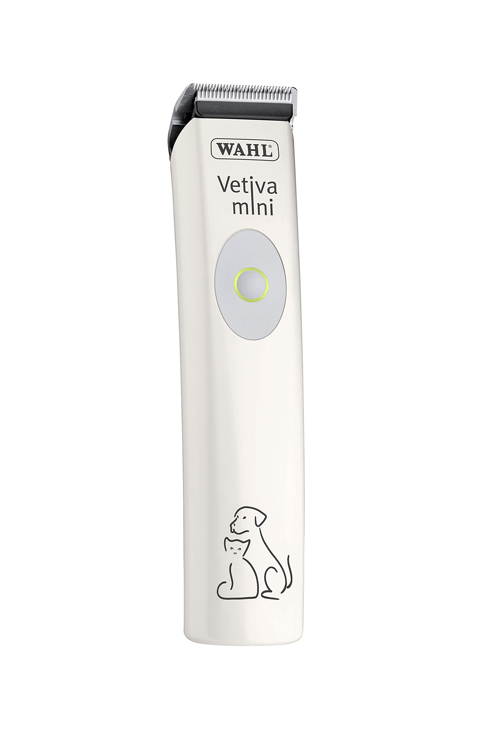 Wahl Vetiva Mini – Professioneller Akku-Tierhaartrimmer. Kompakt, schwarz, mit Edelstahlschneidsatz für präzise Fell-Detailarbeiten.