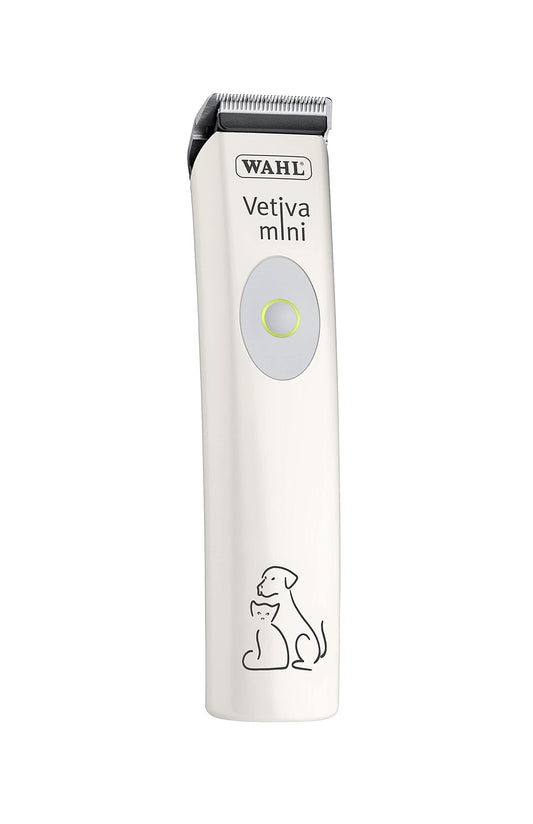 Wahl Vetiva Mini – Professioneller Akku-Tierhaartrimmer. Kompakt, schwarz, mit Edelstahlschneidsatz für präzise Fell-Detailarbeiten.