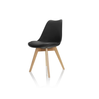hjh OFFICE Scandi Esszimmerstühle Schwarz – 4er Set Buche Beine