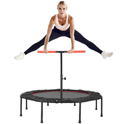 LIFERUN Mini Trampolin Erwachsene Ø128cm Fitness - Rot. Rundes, rotes Rebounder-Trampolin für effektives Herz-Kreislauf-Training.