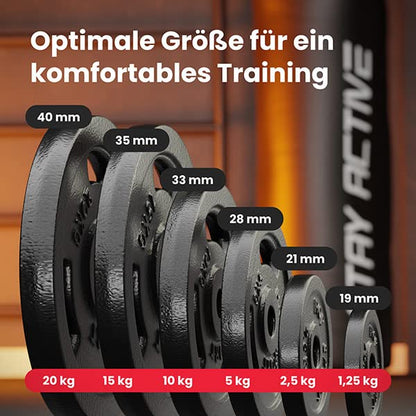 Hop-Sport Gusseisen Hantelscheiben Set 30 kg – 31 mm Lochdurchmesser