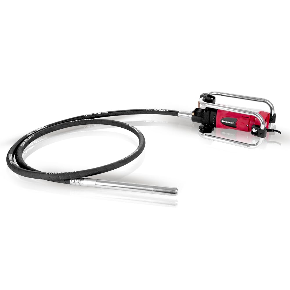 STREND PRO Betonrüttler elektrisch 2300 W – 4m Welle. Kompaktes Gerät mit 4m langer biegsamer Welle zur Verdichtung von Frischbeton.