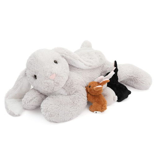 MorisMos Osterhase Kuscheltier XXL 60 cm mit 3 Babys im Bauch aus weichem Plüsch