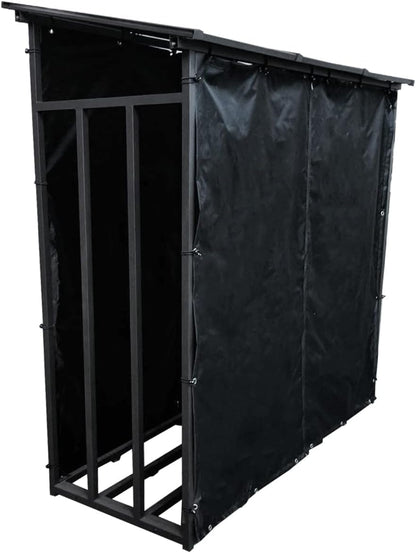 WIELS Metall Kaminholzregal Aussen 185x70x185cm - Mit Wetterschutz