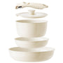 Redchef Keramik Pfannenset mit abnehmbarem Griff, 5-teilig, in Beige mit Glasdeckel