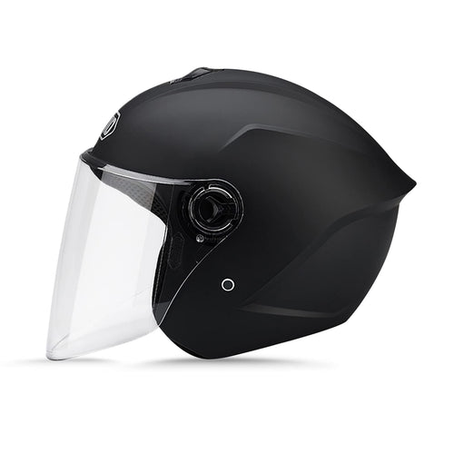 LIONCIANO Jethelm Motorradhelm mit Schutzbrille, matt-schwarz, ABS-Schale und PC-Visier