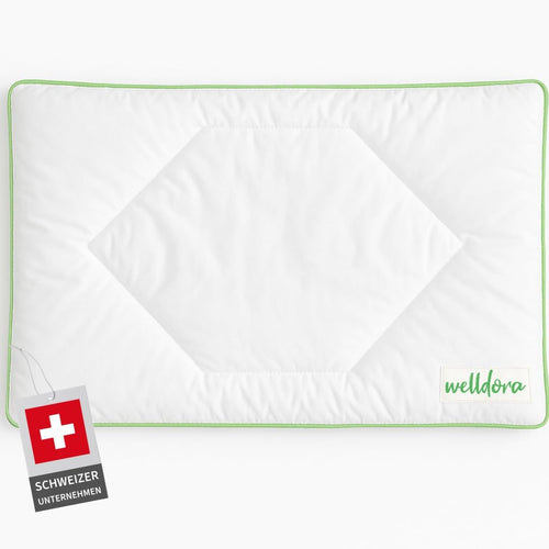Welldora Kinderkissen 40x60 cm – flach, Baumwollbezug, ab 1 Jahr