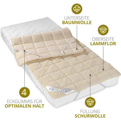 PROCAVE weiches Lammflor Schurwolle Unterbett - 140x200 cm