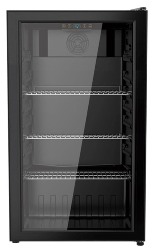 YUNA Cool-View GKS90B Glastürkühlschrank – Schwarz. Kühlt und präsentiert Getränke in Gastronomie oder Laden.