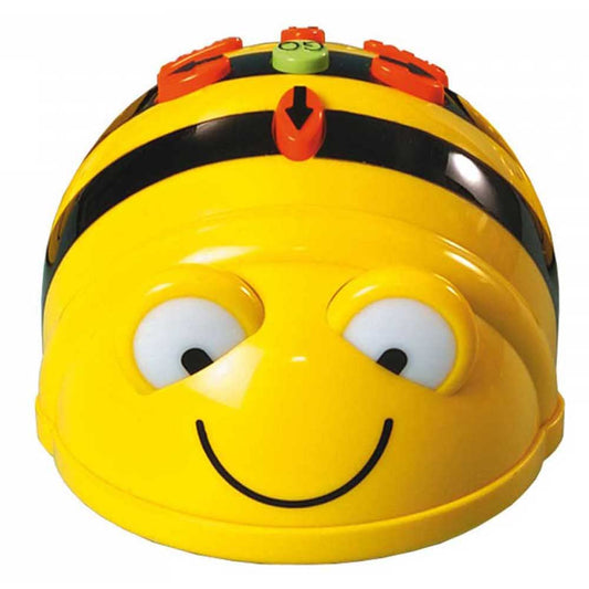 BEE BOT EL00363 Programmierbarer Bodenroboter – Wiederaufladbar. Gelb-schwarzer Roboter, programmiert Bewegungsabläufe zur Code-Vermittlung.