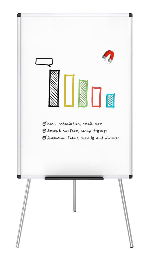 VIZ-PRO Flipchart-Whiteboard EB2436TL, magnetisch, 90 x 60 cm auf höhenverstellbarem Dreibein-Ständer