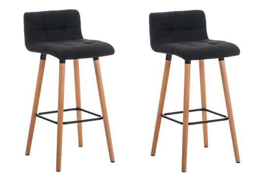 CLP Lincoln Barhocker 2er Set – Stoffbezug Dunkelgrau Naturholz