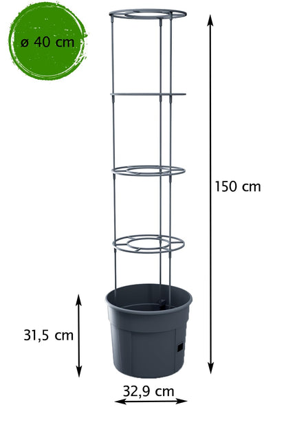 Tymar Tomatentopf mit Rankhilfe und Wasserspeicher, 5er-Set, 40 cm