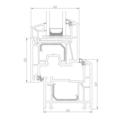 Kellerfenster Kunststoff - 100x60 cm Weiss DIN Links 2-fach Verglasung