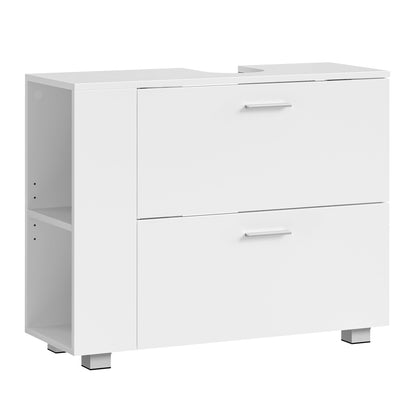 VASAGLE Waschbeckenunterschrank BBK502W01, 2 Schubladen, wolkenweiss, offene Seitenfächer