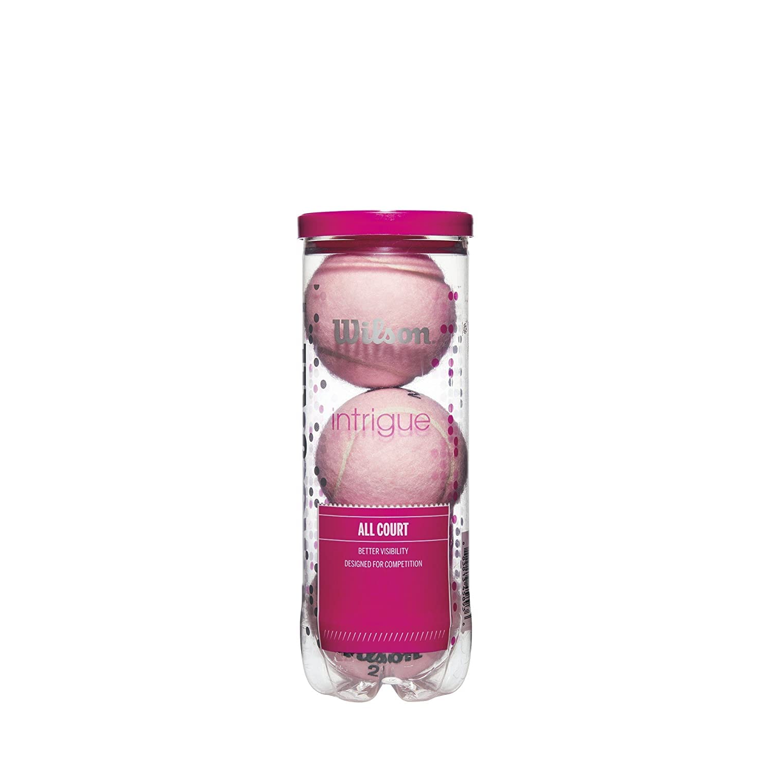 Wilson Intrigue Tennisbälle rosa, 12 Dosen à 3 Bälle – Bälle mit erhöhter Sichtbarkeit für alle Plätze
