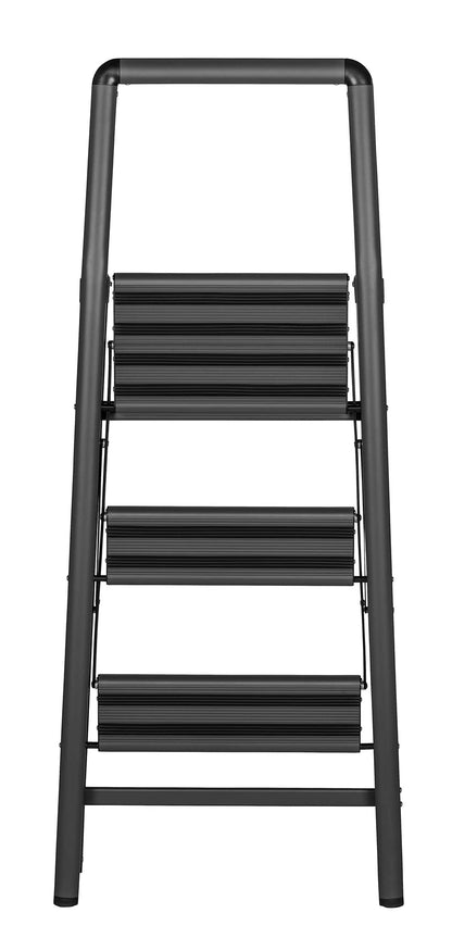 WENKO Compact Aluminium Klapp-Trittleiter - 3 Stufen Dunkelgrau