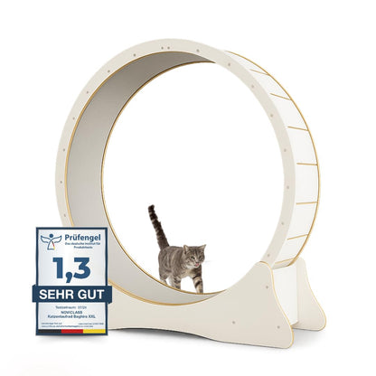 noviclass Katzenlaufrad Baghira XXL 132 cm Weiss für grosse Katzen, kratzfeste Lauffläche, stabile Bauweise