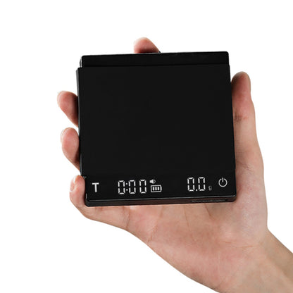 MHW-3BOMBER Mini Kaffeewaage ES6029B-OS mit Timer, Schwarz – digitale Espressowaage mit LED-Display und Silikonmatte