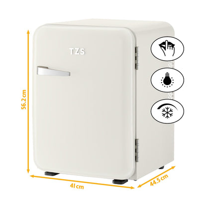 TZS First Austria Retro Mini-Kühlschrank 40 L lautlos cremefarben