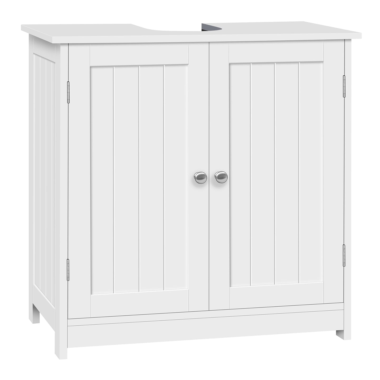 WOLTU Waschbeckenunterschrank mit 2 Türen, weiss, MDF, 60x30x60 cm – Badmöbel mit Siphonöffnung und Einlegeboden