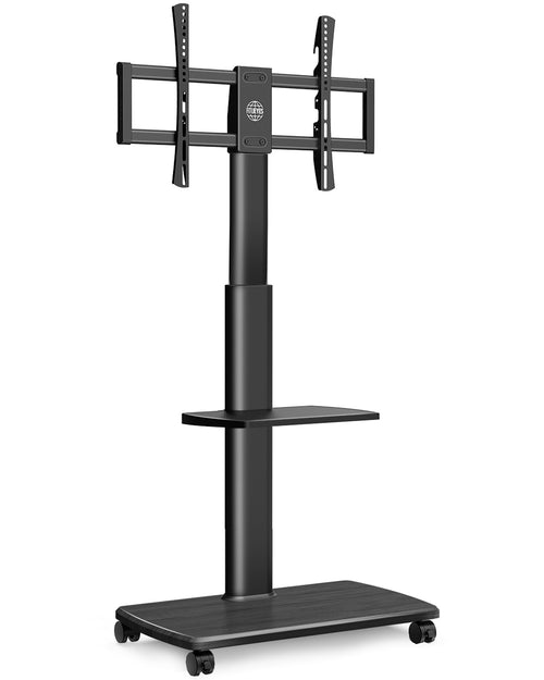 FITUEYES TV Bodenständer Rollbar mit Holzablage für 32-70 Zoll