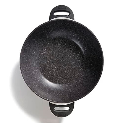 Stoneline Wok Pfanne Induktion 32 cm - Grau mit Deckel