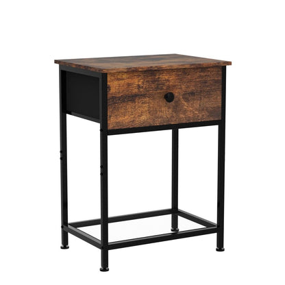 AMHANCIBLE Nachttisch 2er Set mit Stoffschubladen, Vintage Braun