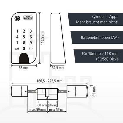 BURG-WÄCHTER ENTRYeasy 7601 PIN Türschloss mit Keypad - Schwarz