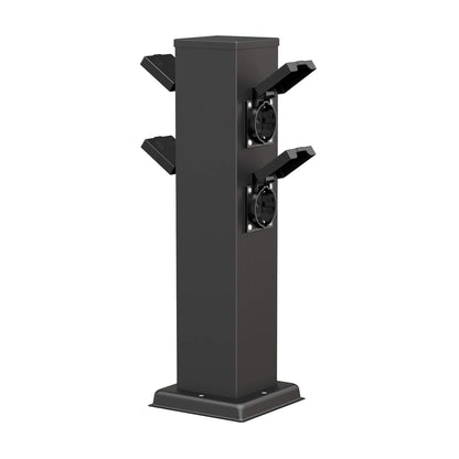 ledscom.de Garten-Steckdosen-Säule Polly, 4-fach, IP44, schwarz