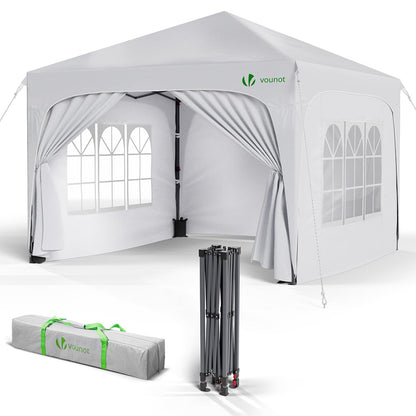 VOUNOT® Pavillon 3x3m Faltpavillon, 4 Seitenteile, Weiss