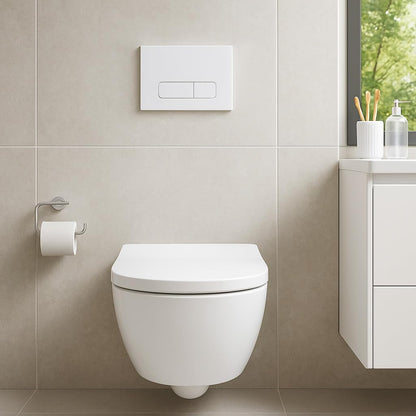 Wunderbad Drückerplatte 2-Mengen für Geberit Sigma/Delta - Weiss Matt