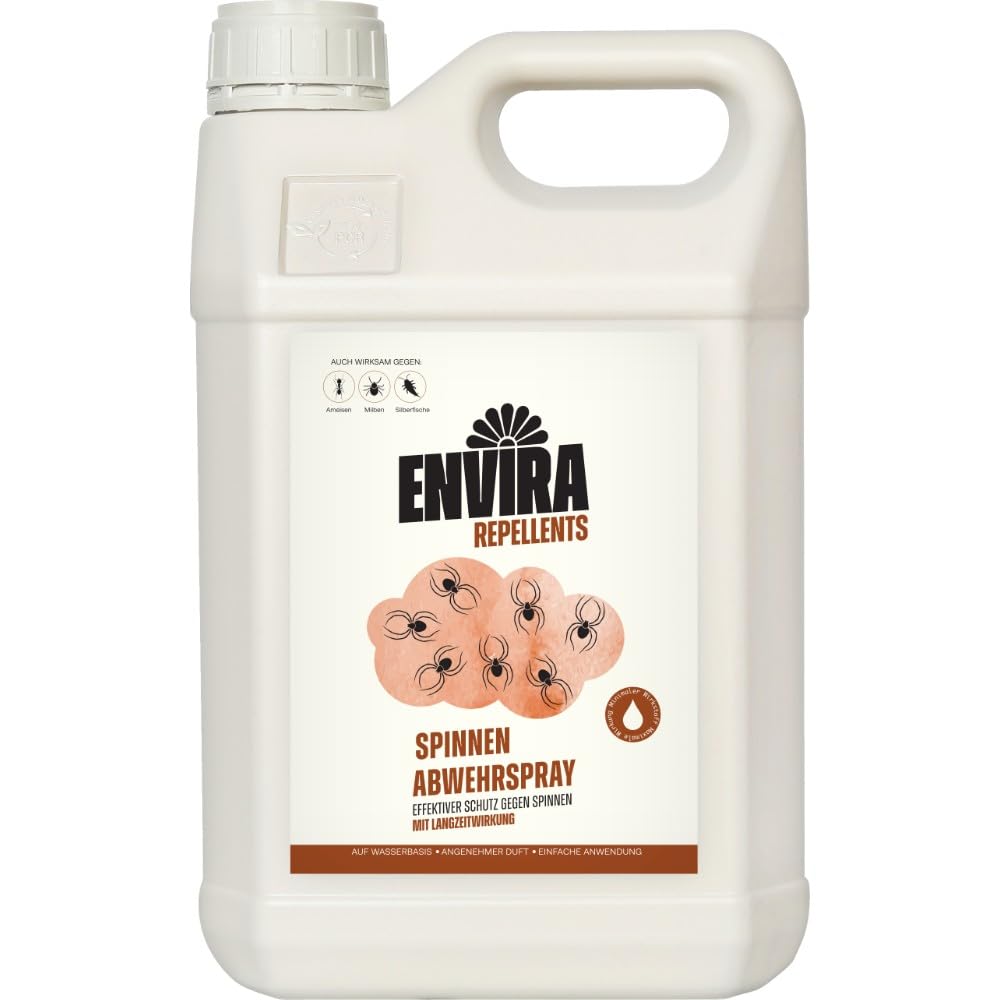 Envira Spinnenspray gegen Spinnen Langzeitwirkung - 5 Liter. Großer Kanister. Wirkt langfristig gegen Spinnen zum Sprühen.