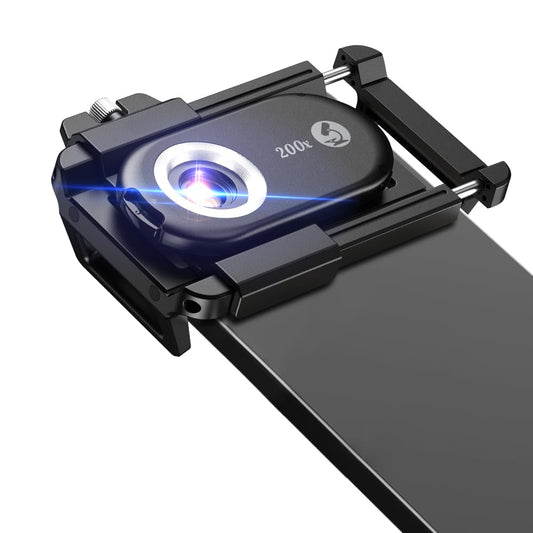 APEXEL 200X Mini-Mikroskop für Smartphone-Kamera. Schwarzes Ansteckobjektiv. Zur 200-fachen Vergrößerung von Mikrostrukturen.