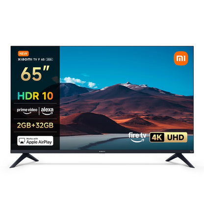 Xiaomi F 65 Zoll 4K UHD Smart TV – Fire TV Edition. Rechteckiger, dunkler Bildschirm. Für 4K UHD Content-Streaming.