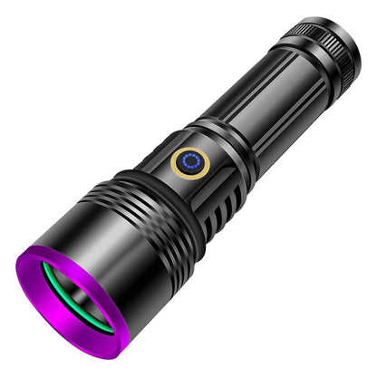 【Upgrade】30W 365nm UV Taschenlampe USB Aufladbar Schwarzlicht Taschenlampe UV Lampe Haustier Urin Detektor für Harzhärtung, Bernstein, Geocaching, Unechte Banknoten, A/C Leck, Heimtierurindetektoren