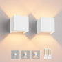 Klighten LED Aussenwandleuchte G9 warmweiss, 2er-Set, weiss – würfelförmiges Aluminium-Gehäuse