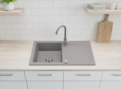 Faizee Möbel Granitspüle 75x44 cm Grau – Küchen-Einbauspüle