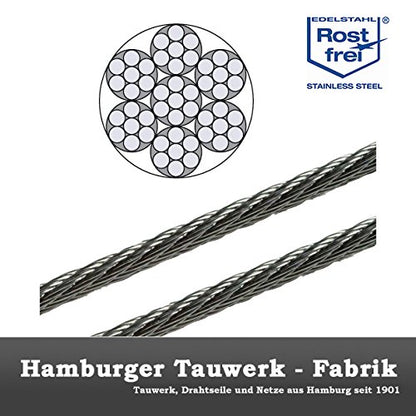 Edelstahl Drahtseil 7x7 V4A Inox Geländerseil - 4mm, 50m