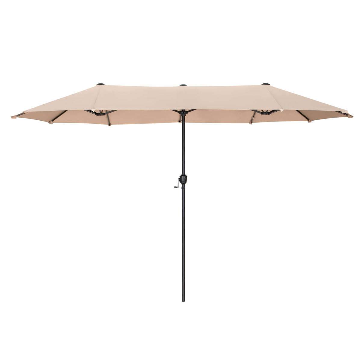 PHI VILLA Sonnenschirm rechteckig 200x380 cm mit Kurbel, beige – doppelseitiges Schirmdach aus Polyester mit Stahlmast